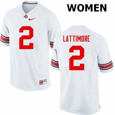 NCAA Ohio State Buckeyes Women's #2 Marshon Lattimore White Nike Football College Jersey DMF5145FV